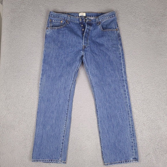 Vintage Levi's 501 Jeans‎ Mens 37x30.5 Blue Button Fly Red Tab Denim Medium Wash - Picture 1 of 16